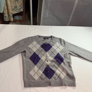 Apt. 9 Gray and Purple Argyle Cardigan